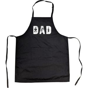 Crazy Dog T-Shirts Funny Cooking Apron for Men – DAD BBQ Utensil Graphic – Black Grill Smock with Pocket