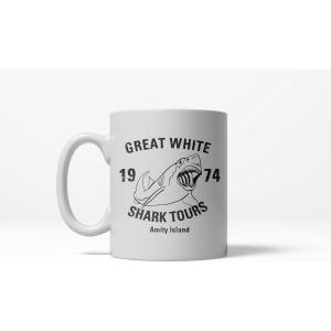 Crazy Dog T-Shirts Great White Shark Tours Funny Vintage Retro Ceramic Coffee Drinking Mug – 11oz