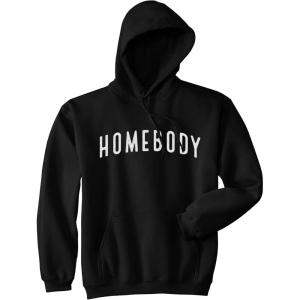 Crazy Dog T-Shirts Homebody Unisex Hoodie Funny Sarcastic Introverted Text Sweatshirt(Black)