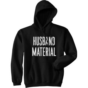 Crazy Dog T-Shirts Husband Material Unisex Hoodie Funny Wedding Marriage Engaged Groom Hooded Sweatshirt(Black)