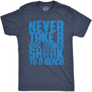 Crazy Dog T-Shirts Mens Shark Week Funny Tee, Heather Navy – Dog Named Shark, 5XL
