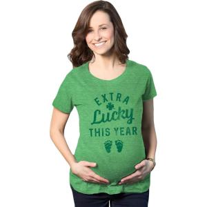 Maternity Extra Lucky This Year T Shirt Funny St Patricks Day Parade Novelty Pregnancy Tee(Heather Green)