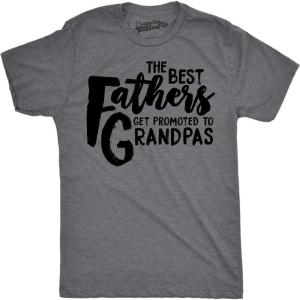 Mens Best Fathers Get Promoted to Grandpas Funny Family Relationship T Shirt(Dark Heather Grey)