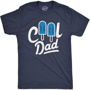 Mens Cool Dad Popsicle T Shirt Funny Summer Fathers Day Appreciation Graphic Tee(Heather Navy)