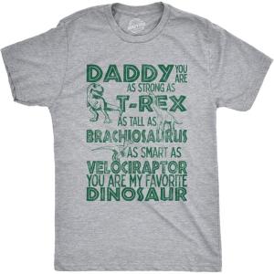 Mens Daddy Strong As T-Rex Tall As Brachiosaurus Smart As Velociraptor Favorite Dinosaur T Shirt(Light Heather Grey)