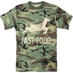 Mens Fast Food T Shirt Funny Deer Hunting Season Novelty Graphic Tee(Camo – Fast Food)
