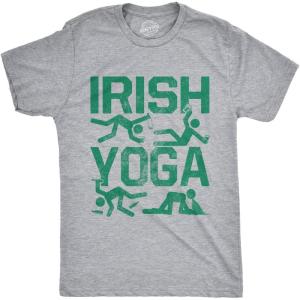 Mens Irish Yoga T Shirt Funny Saint Patricks Day Drinking Tee St Patty Graphic(Light Heather Grey)