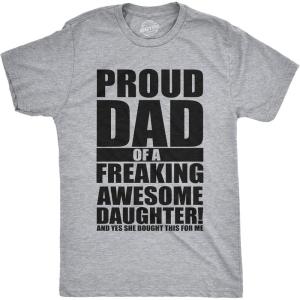 Mens Proud Dad of A Freaking Awesome Daughter T Shirt Funny Fathers Day Tee(Light Heather Grey)
