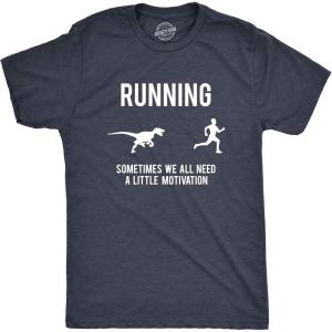 Mens Running Motivation Raptor Chase T Shirt Funny Dinosaur Tee Nerdy Graphic(Heather Navy)