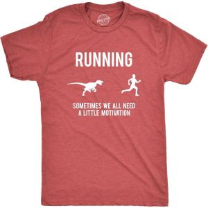 Mens Running Motivation Raptor Chase T Shirt Funny Dinosaur Tee Nerdy Graphic(Red)