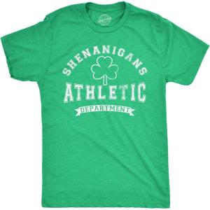Mens Tee Shenanigans Athletic Department Funny St Patricks Day Graphic T Shirt(Heather Green – Shenanigans Athletic Dept)