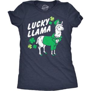 Womens Funny T Shirts Lucky Llama Sarcastic St Patricks Day Tee for Ladies