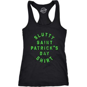 Womens Tanktop Slutty Saint Patricks Day Shirt Offensive Funny Graphic St Patty(Black)