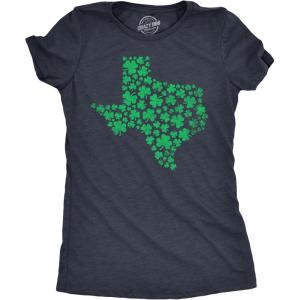 Womens Texas State Clover T Shirt Funny St Pattys Day Parade Four Leaf Shamrock Tee for Ladies(Heather Navy – Texas State Clovers)