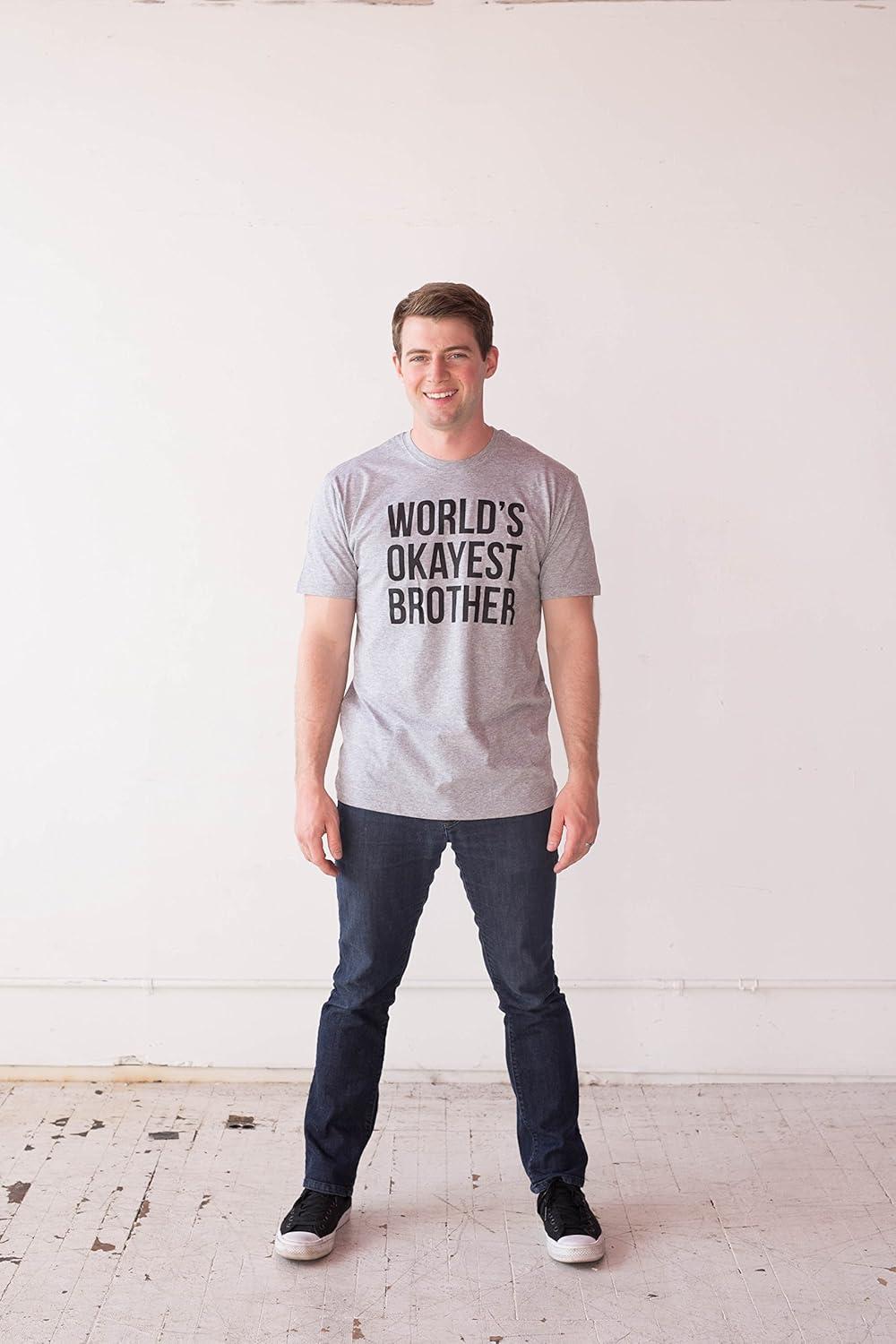 imageCrazy Dog Mens T Shirt Worlds Okayest Brother Sarcastic Humor Sibling TeeHeather Royal