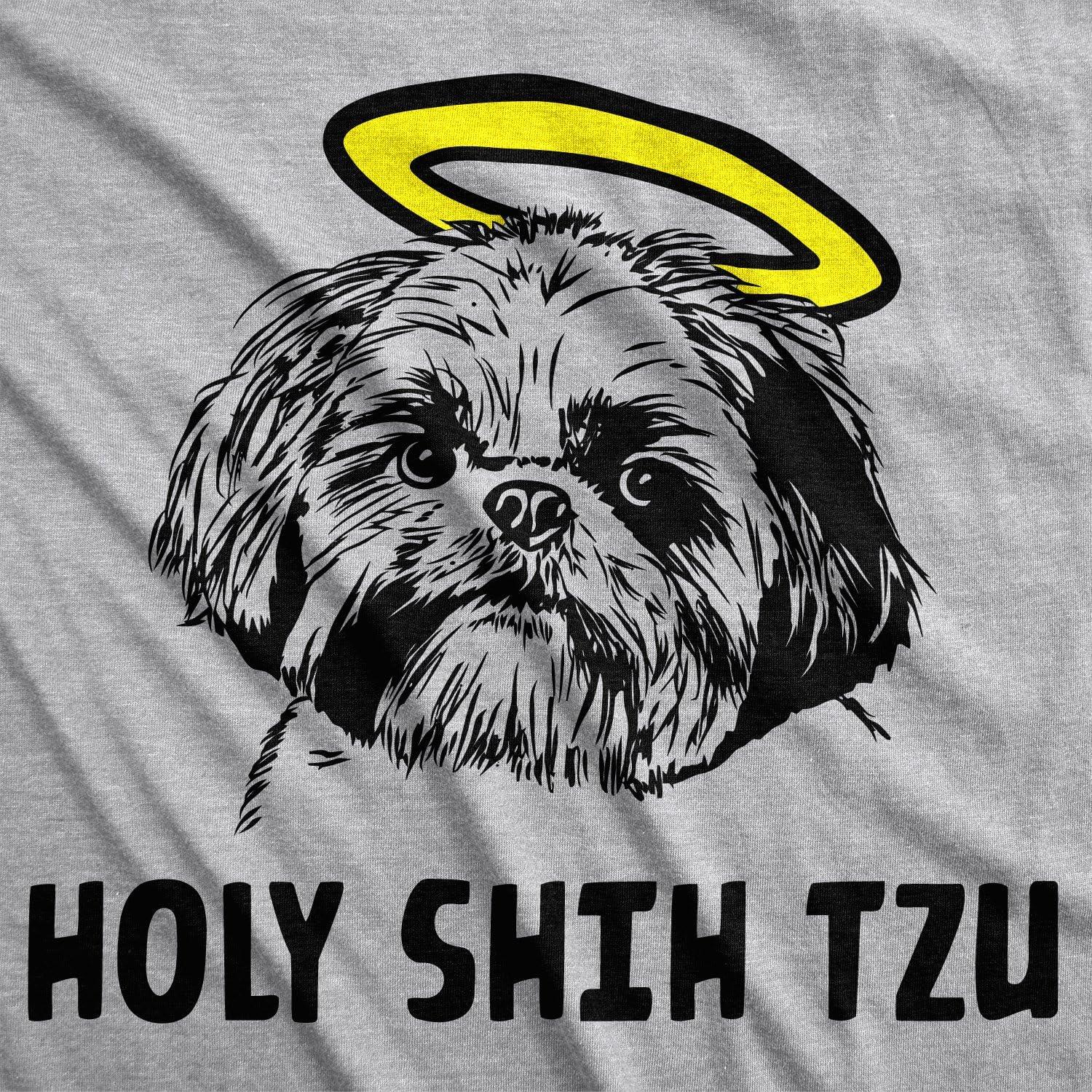 imageHoly Shih Tzu T Shirt Funny Dog Shitzu Shirts Hilarious Graphich TeesLight Heather Grey