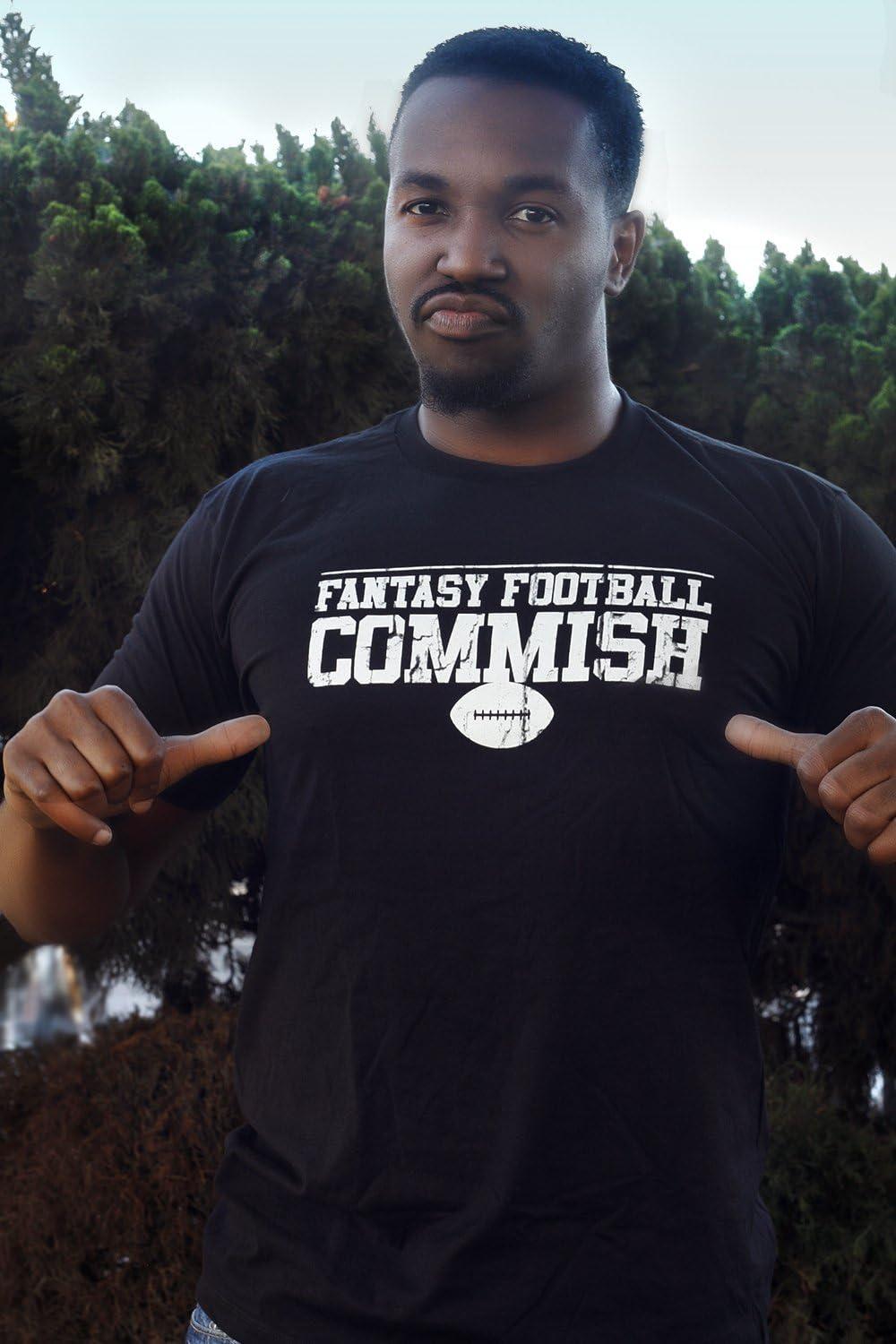 imageMens Fantasy Football Commish T Shirt Funny Gift for Dad Game Day Graphic CoolBlack