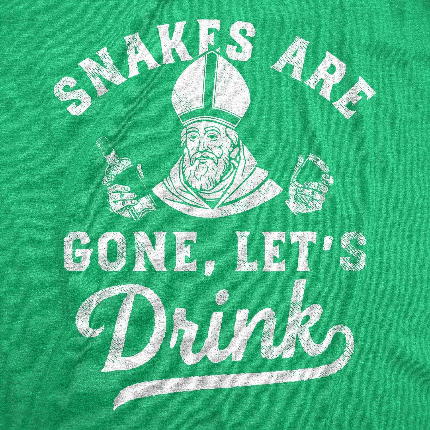 imageMens Funny T Shirts Snakes are Gone Lets Drink St Patricks Day Drinking TeeHeather Green Snakes Are Gone