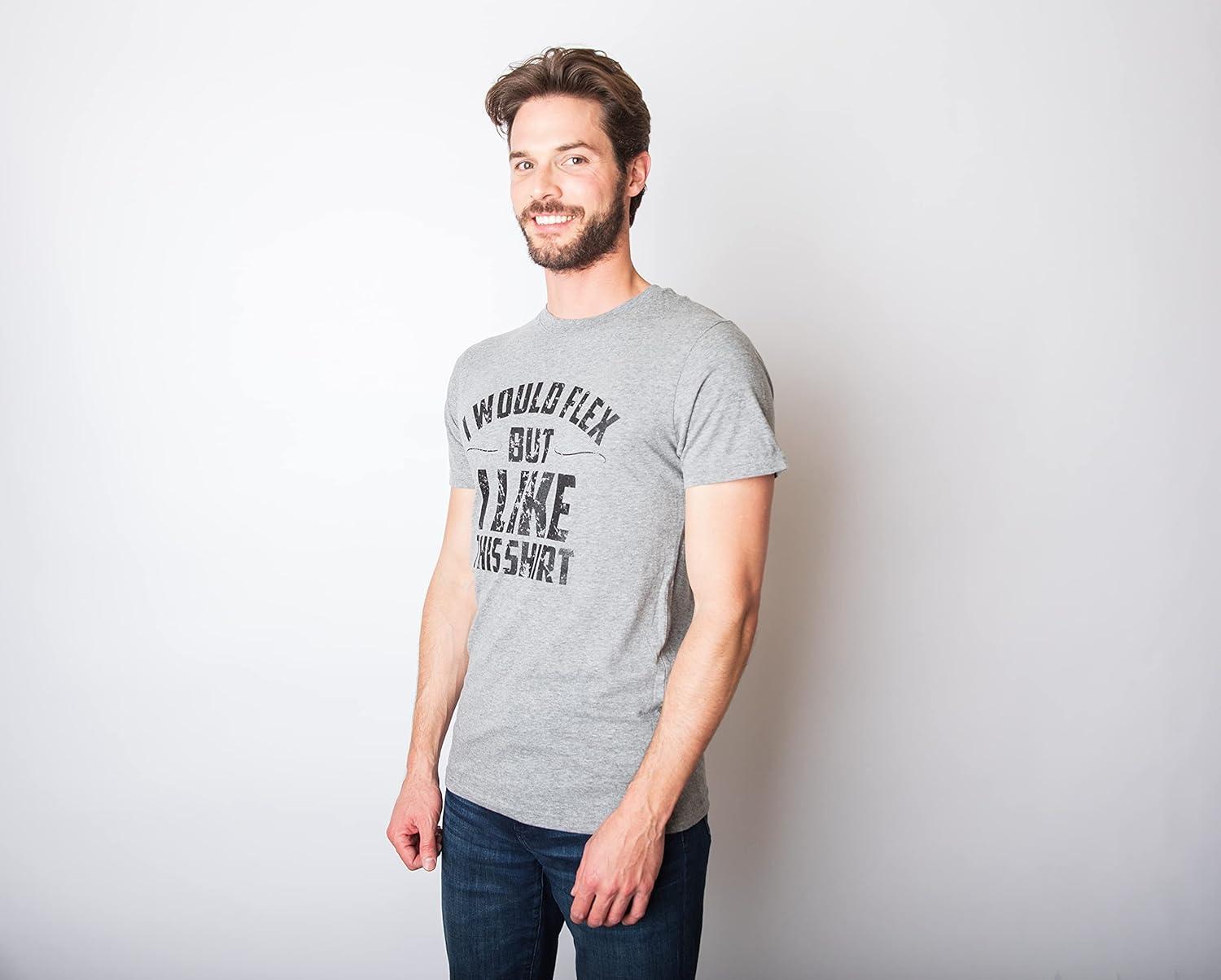 imageMens I Would Flex But I Like This Shirt Funny Adult Working Out Gym Tee for GuysHeather Royal