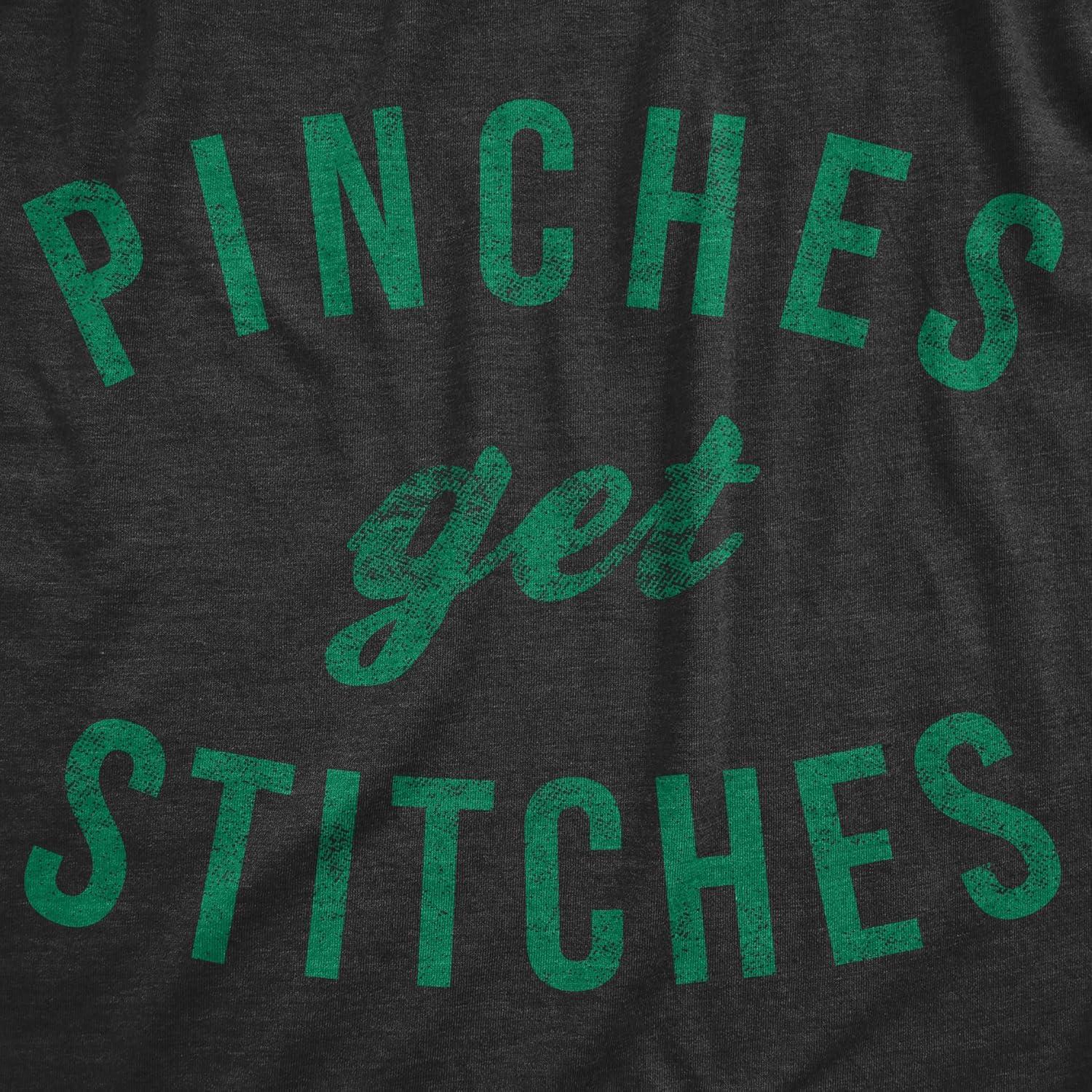 imageMens Pinches Get Stitches T Shirt Funny Saint Patricks Day Novelty Patty TeeHeather Black