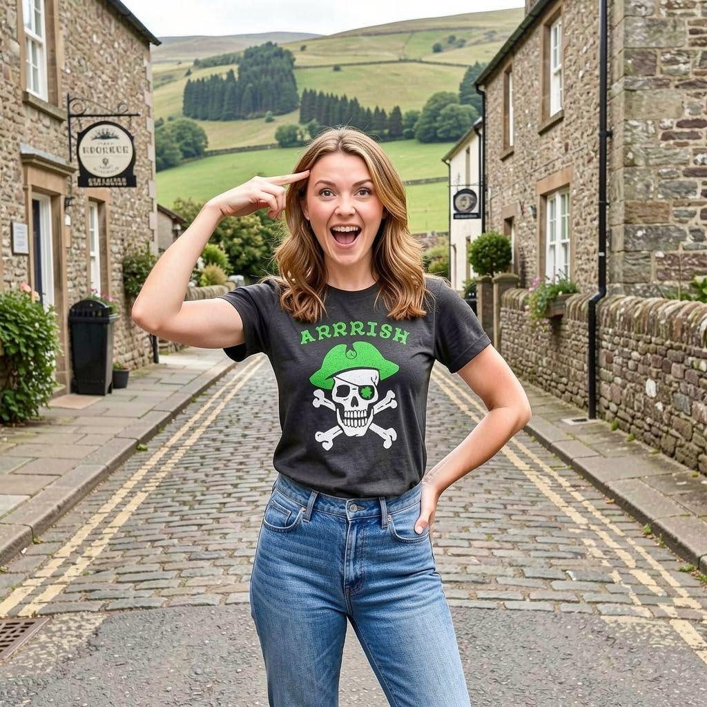 imageWomens Arrrish T Shirt Funny Saint Patricks Day Irish Pirate St Patty Humor TeeHeather Black