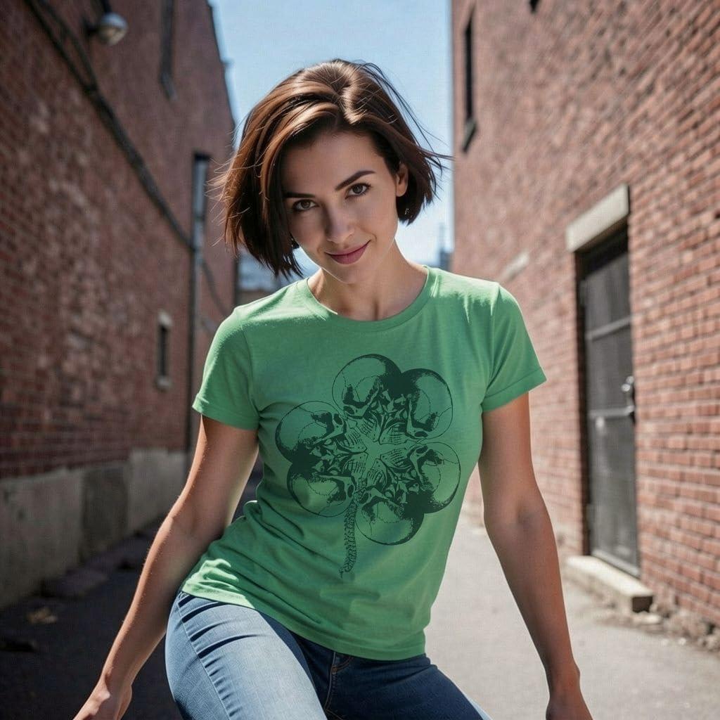 imageWomens Funny T Shirts Bone Shamrock Sarcastic St Patricks Day Tee for Ladies