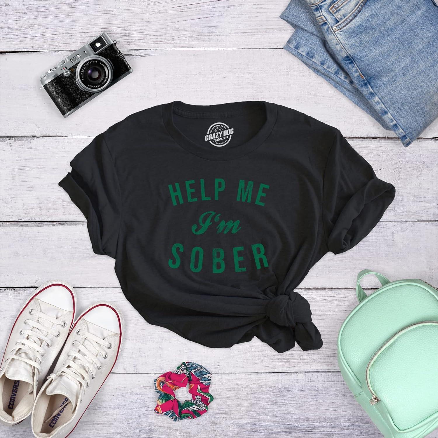 imageWomens Help Me Im Sober T Shirt Funny Sarcastic St Patricks Day Drinking PattyHeather Black