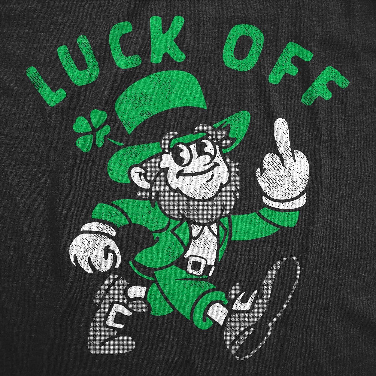 imageWomens Luck Off Funny St Patricks Day T Shirt Sarcastic Graphic TeeHeather Black Luck Off
