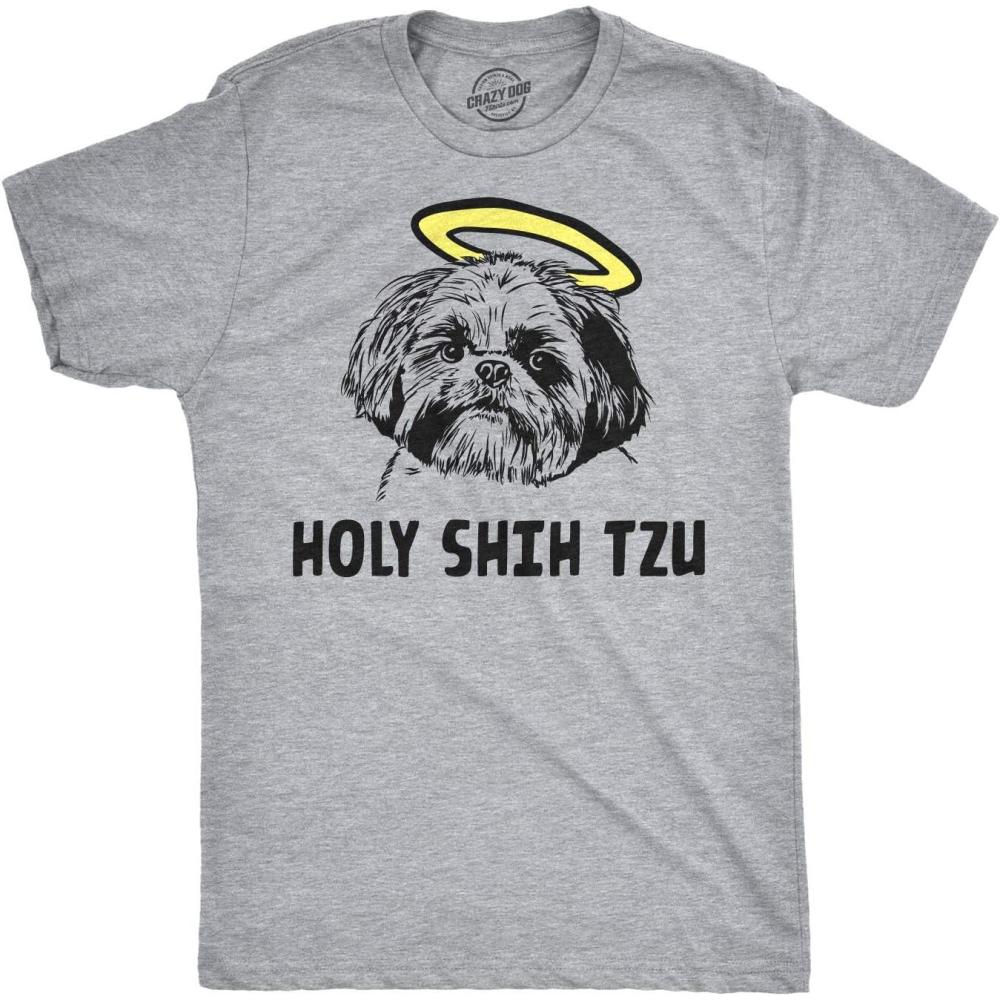 imageHoly Shih Tzu T Shirt Funny Dog Shitzu Shirts Hilarious Graphich TeesLight Heather Grey