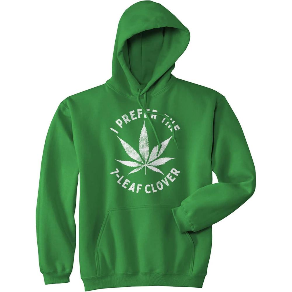 imageI Prefer The 7 Leaf Clover Hoodie Funny St Patricks Day Shirt 420 Pot Leaf Graphic Weed SweatshirtGreen