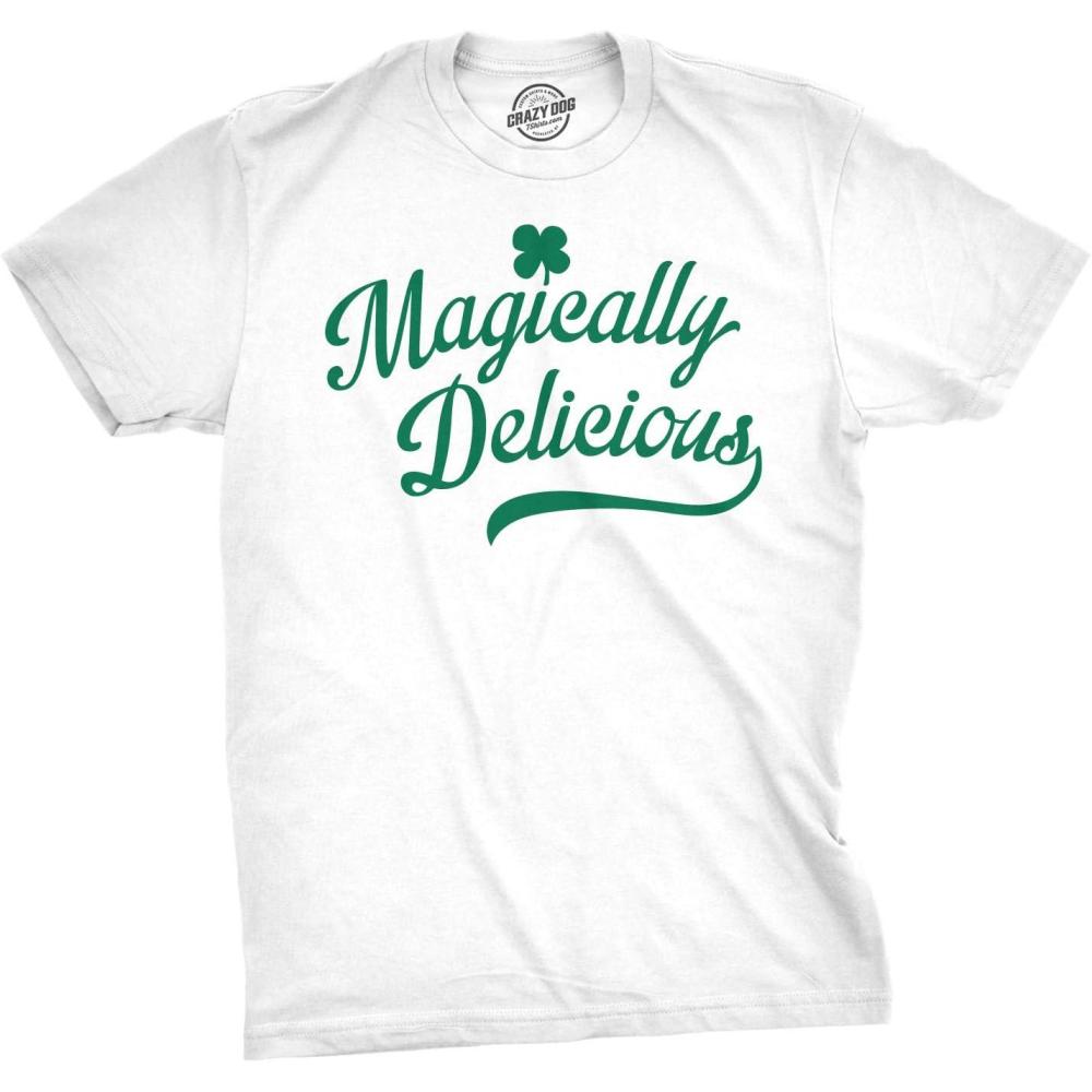 imageMagically Delicious St Patricks Day Shirt Funny Irish Tee Mens Lucky Clover Novelty GraphicWhite