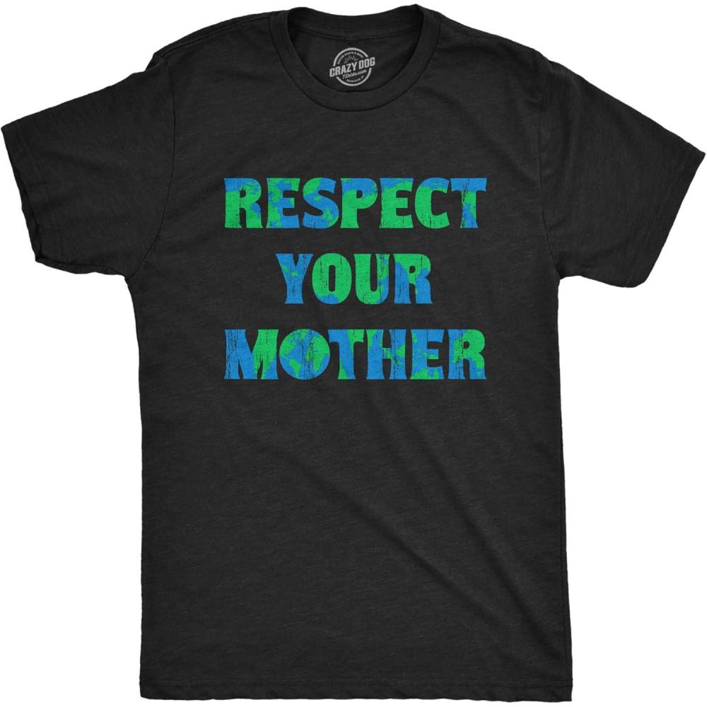 imageMens Earth Day T Shirts Funny Green Environmental Graphic Novelty Recycling Tees for GuysHeather Black Respect