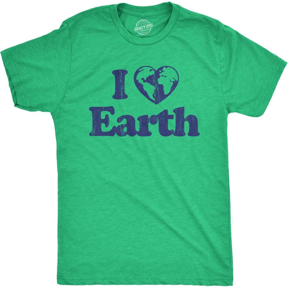 imageMens Earth Day T Shirts Funny Green Environmental Graphic Novelty Recycling Tees for GuysHeather Green Heart Earth