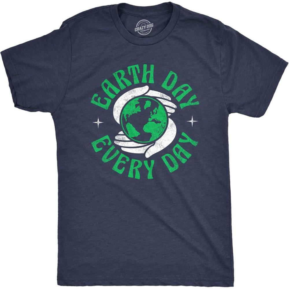 imageMens Earth Day T Shirts Funny Green Environmental Graphic Novelty Recycling Tees for GuysHeather Navy Every Day