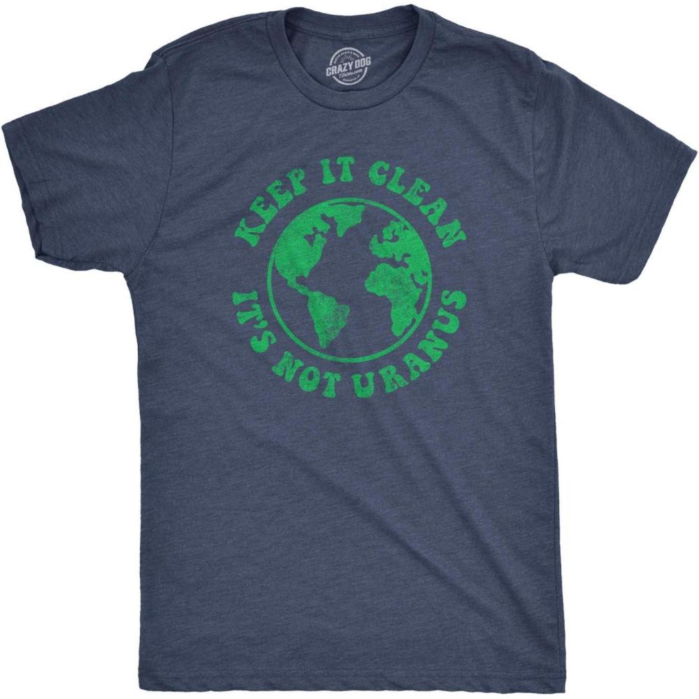 imageMens Earth Day T Shirts Funny Green Environmental Graphic Novelty Recycling Tees for GuysHeather Navy Uranus