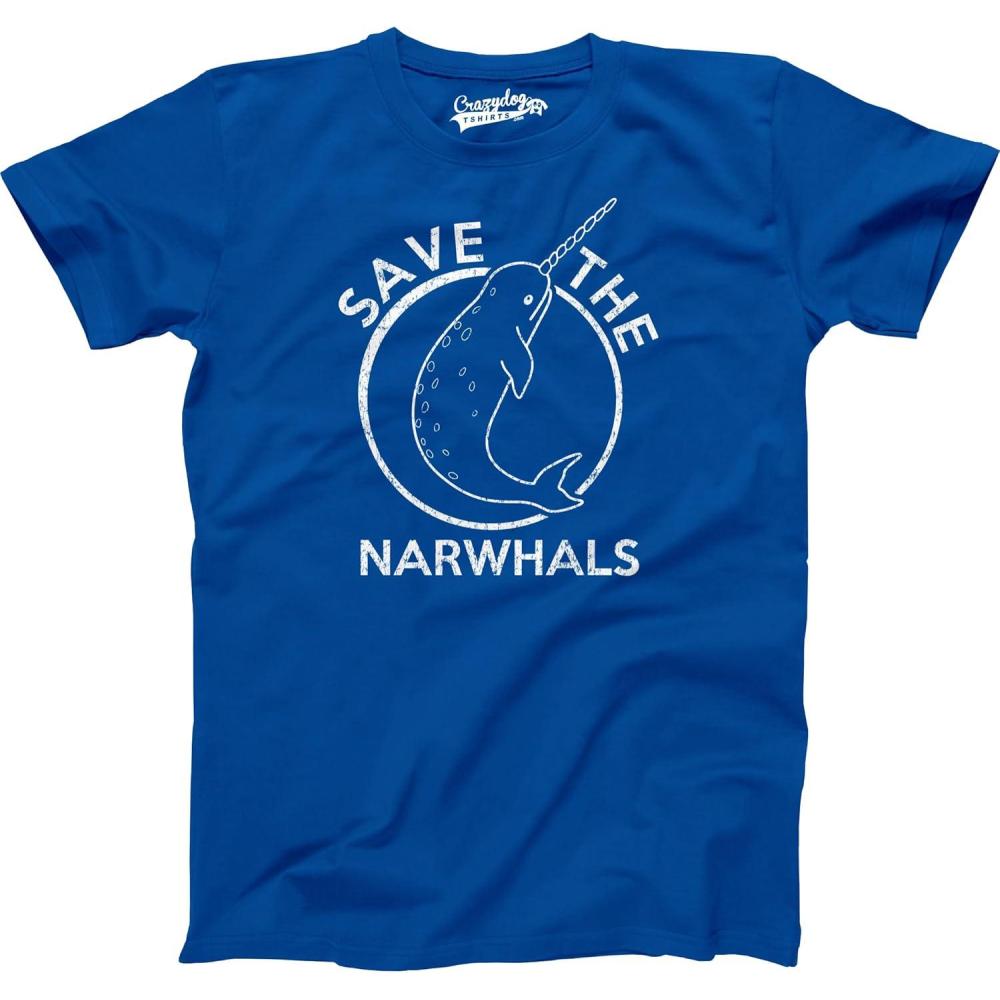 imageMens Earth Day T Shirts Funny Green Environmental Graphic Novelty Recycling Tees for GuysHeather Royal Narwhals