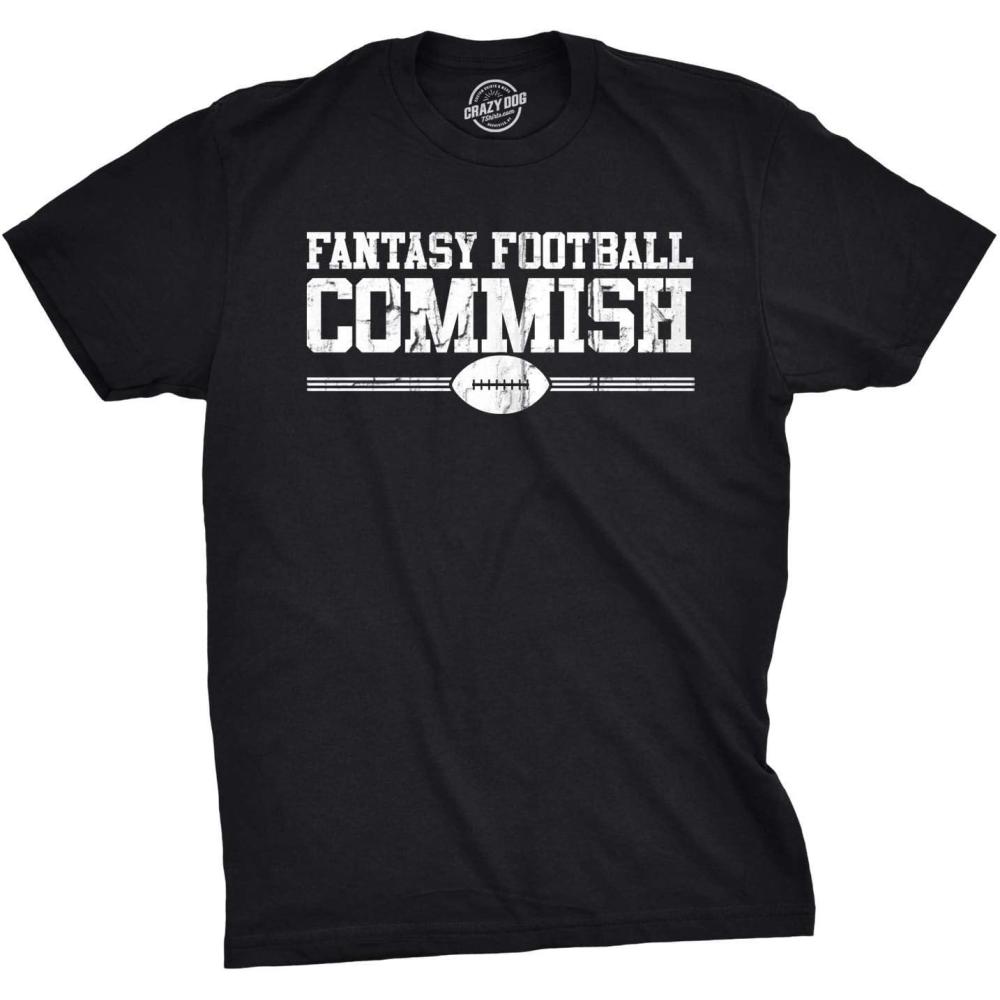 imageMens Fantasy Football Commish T Shirt Funny Gift for Dad Game Day Graphic CoolBlack