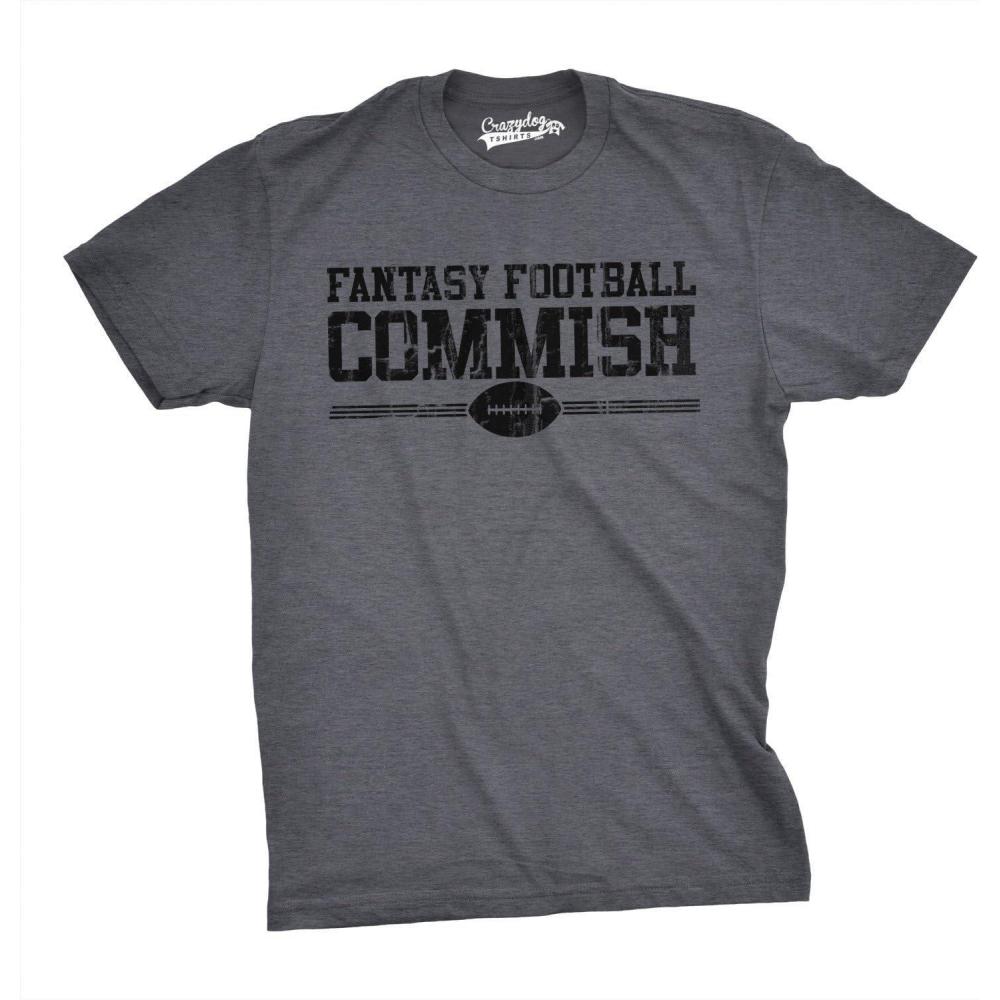 imageMens Fantasy Football Commish T Shirt Funny Gift for Dad Game Day Graphic CoolDark Heather Grey