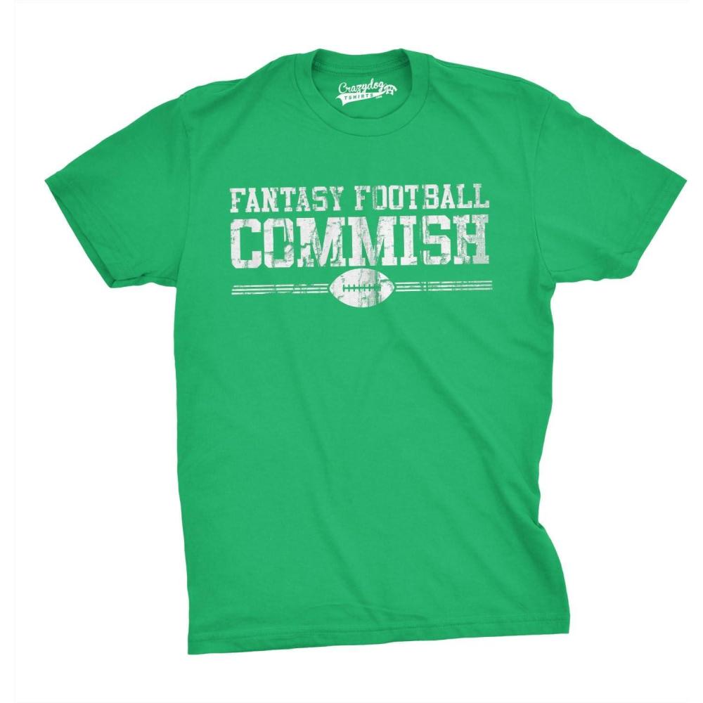 imageMens Fantasy Football Commish T Shirt Funny Gift for Dad Game Day Graphic CoolGreen