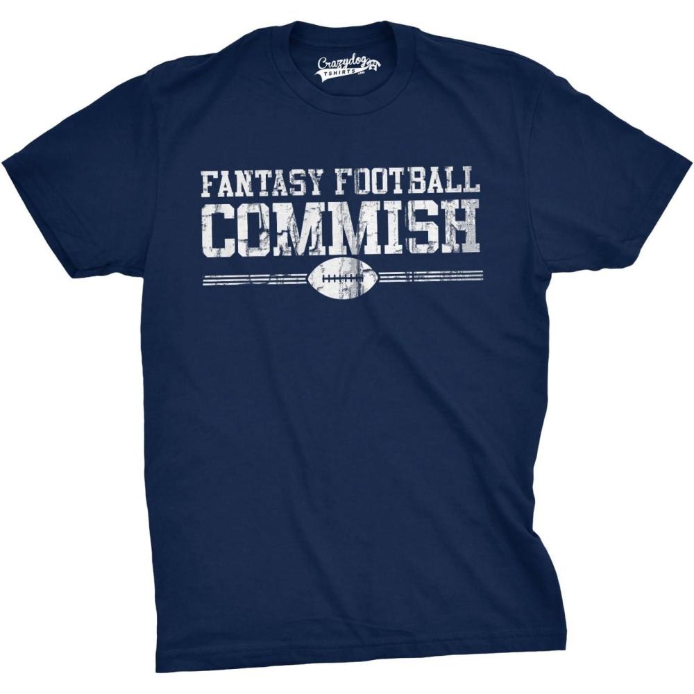 imageMens Fantasy Football Commish T Shirt Funny Gift for Dad Game Day Graphic CoolNavy