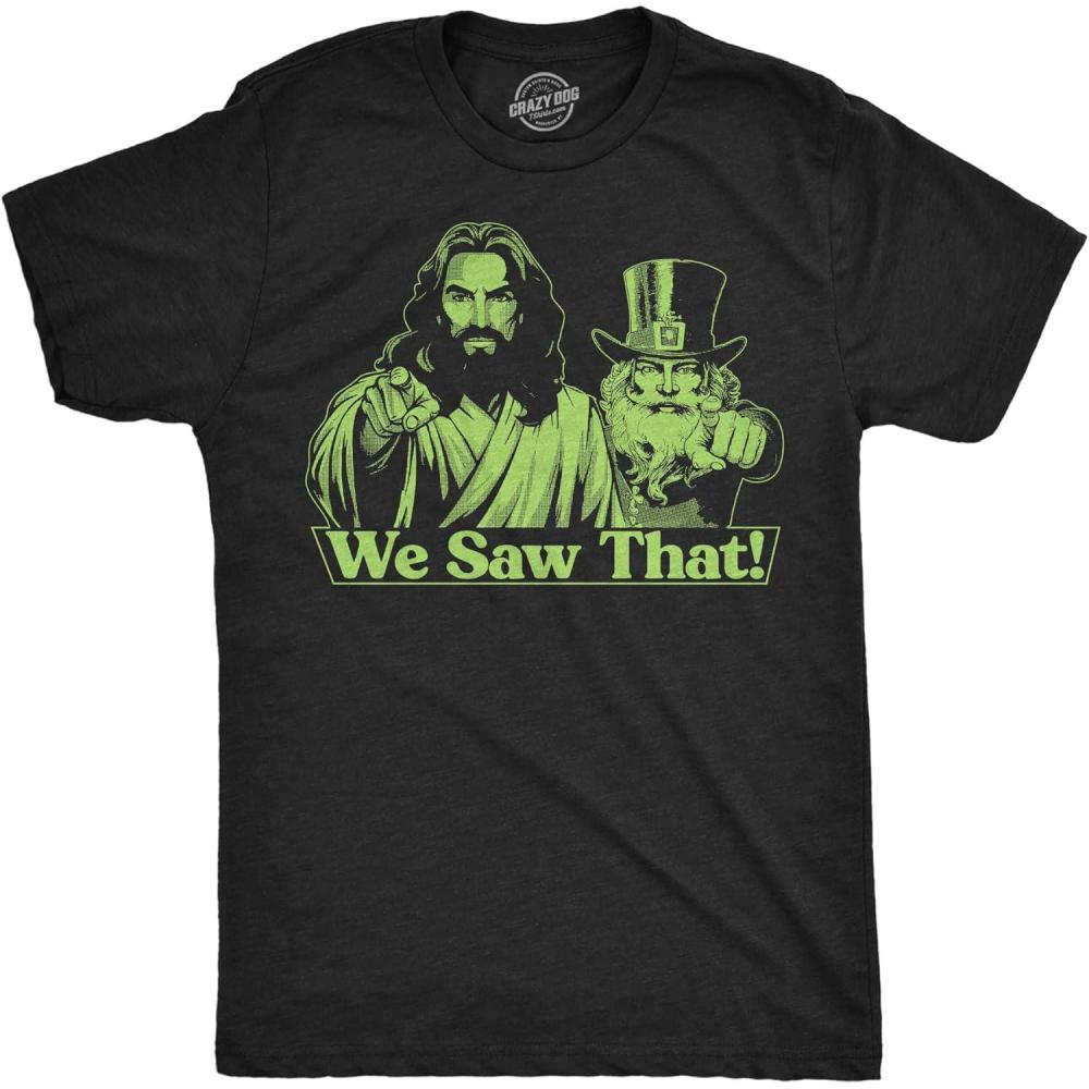 imageMens Funny T Shirts We Saw That Jesus Leprechaun Sarcastic St Patricks Day Graphic Tee for Men