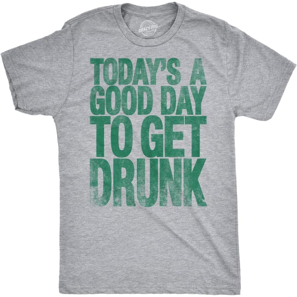 imageMens Good Day to Get Drunk Funny Drinking Beer Saint Patricks Day St T ShirtLight Heather Grey Good Day