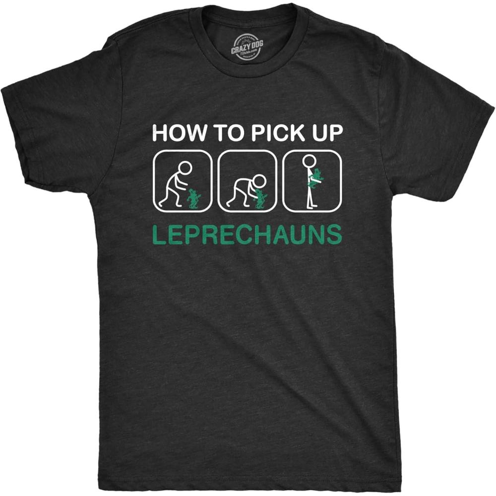 imageMens How to Pick Up Leprechauns T Shirt Funny St Patricks Day Tee Cool ShenanigansHeather Black