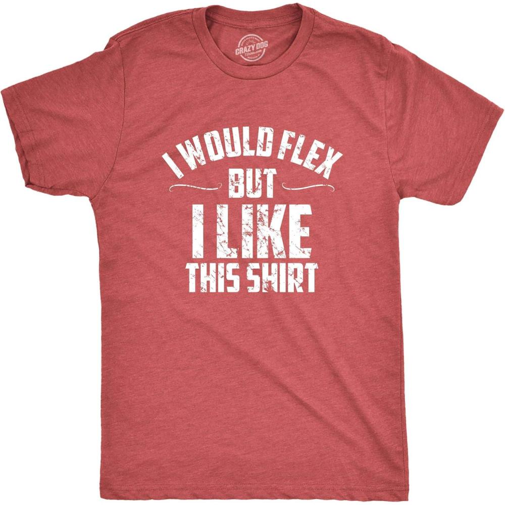 imageMens I Would Flex But I Like This Shirt Funny Adult Working Out Gym Tee for GuysHeather Red