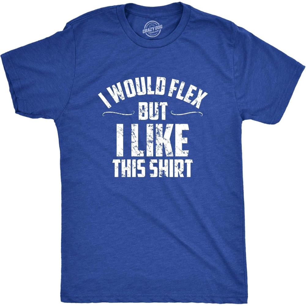 imageMens I Would Flex But I Like This Shirt Funny Adult Working Out Gym Tee for GuysHeather Royal