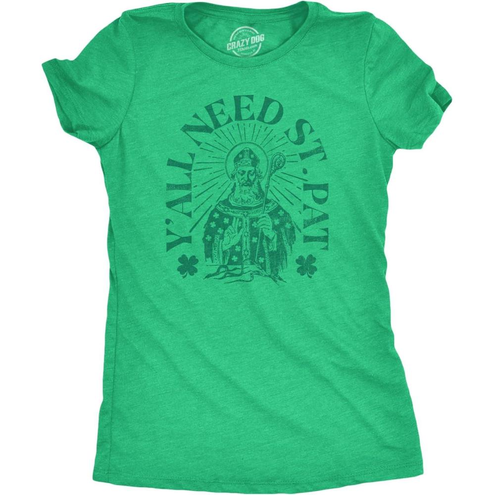imageWomens Yall Need St Pat T Shirt Funny Saint Paddys Day Parade Lovers Tee for LadiesHeather Green Pat