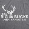 Crazy Dog Mens I Like Big Bucks and I Cannot Lie T Shirt Funny Hunting Tee(Dark Heather Grey)