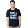 Crazy Dog Mens T Shirt Worlds Okayest Brother Sarcastic Humor Sibling Tee(Navy)