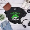 Womens Arrrish T Shirt Funny Saint Patricks Day Irish Pirate St Patty Humor Tee(Heather Black)