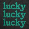 Womens Lucky 3X Green Glitter T Shirt Funny St Pattys Day Parade Luck Joke Glittery Tee for Ladies Funny T Shirts(Heather Black – Lucky Green Glitter)
